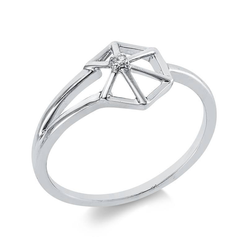 Ring    aus 750/-18 Karat Weißgold mit 1 Diamant 0