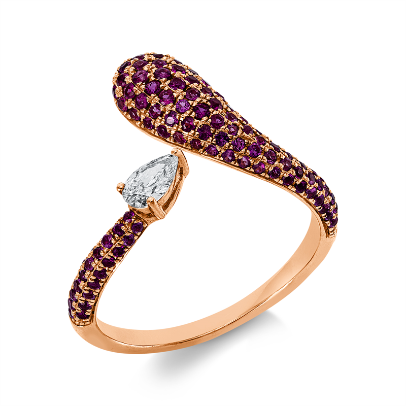 Ring mit Rubin  aus 750/-18 Karat Rotgold mit 1 Diamant 0