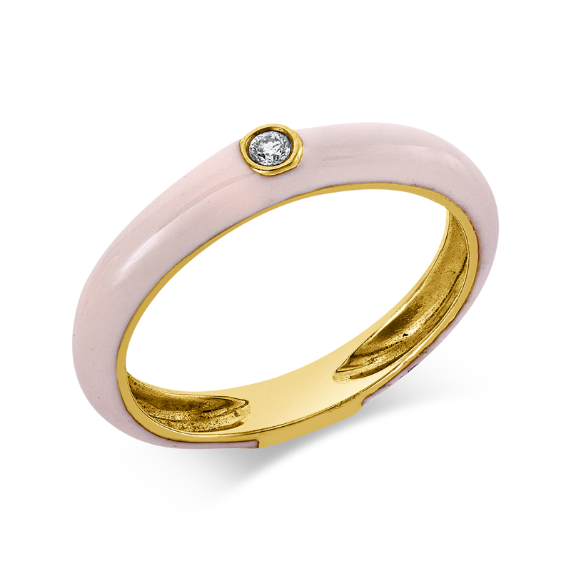 Ring mit Emaille  aus 750/-18 Karat Gelbgold mit 1 Diamant 0