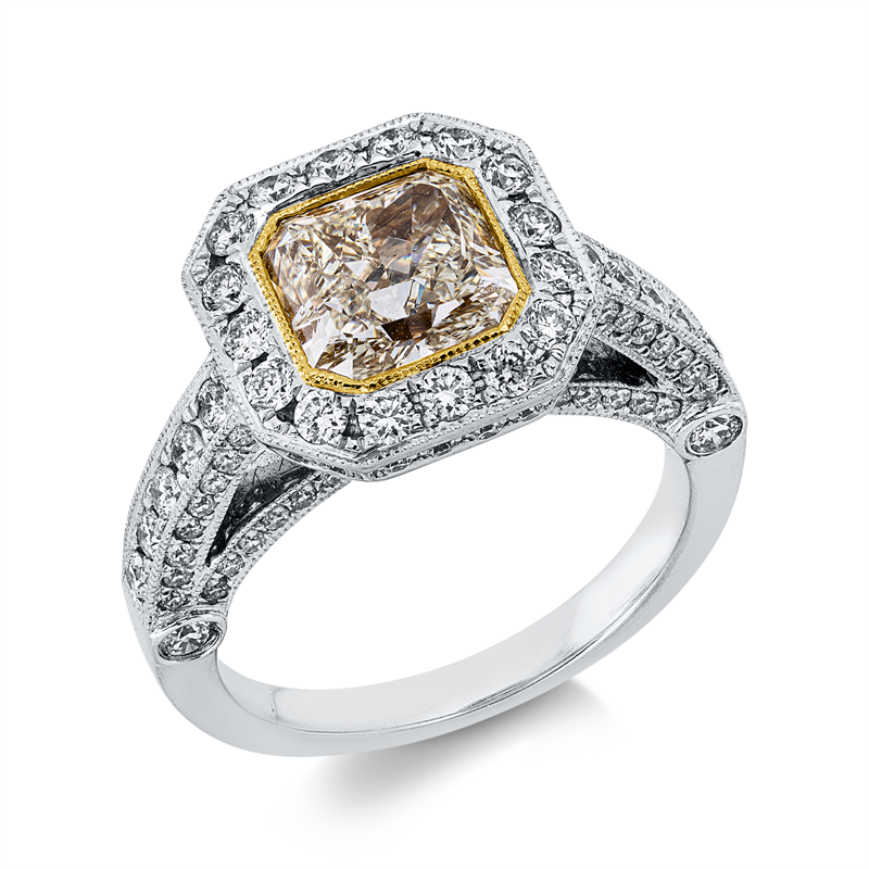 Ring    aus 750/-18 Karat Weißgold / Gelbgold mit 113 Diamanten 3