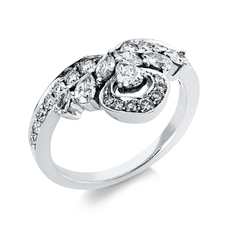 Ring    aus 750/-18 Karat Weißgold mit 28 Diamanten 0
