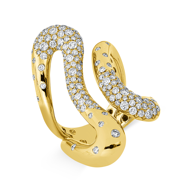 Ring    aus 750/-18 Karat Gelbgold mit 135 Diamanten 1