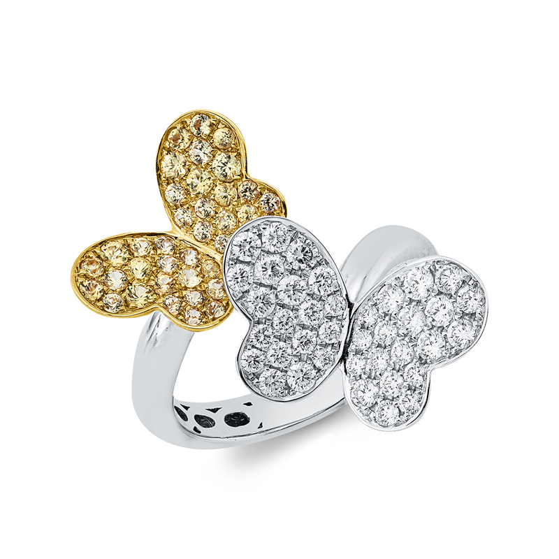 Ring    aus 750/-18 Karat Weißgold / Gelbgold mit 76 Diamanten 1