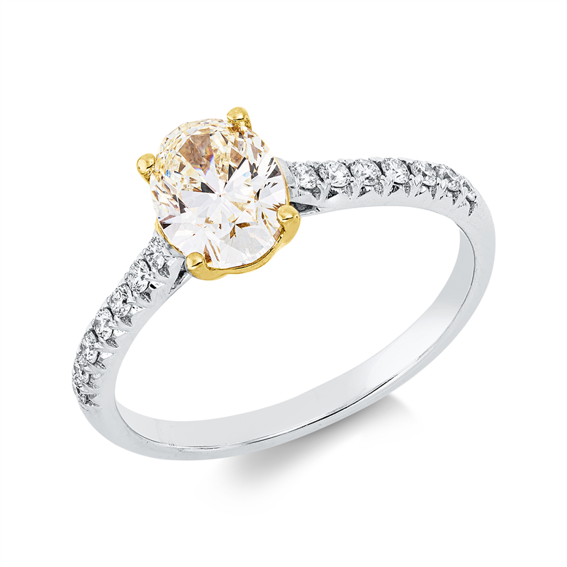 Ring    aus 750/-18 Karat Weißgold / Gelbgold mit 15 Diamanten 1