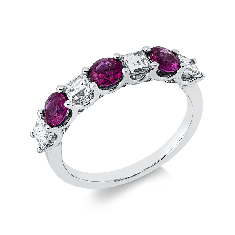 Ring mit Rubin  aus 750/-18 Karat Weißgold mit 16 Diamanten 0