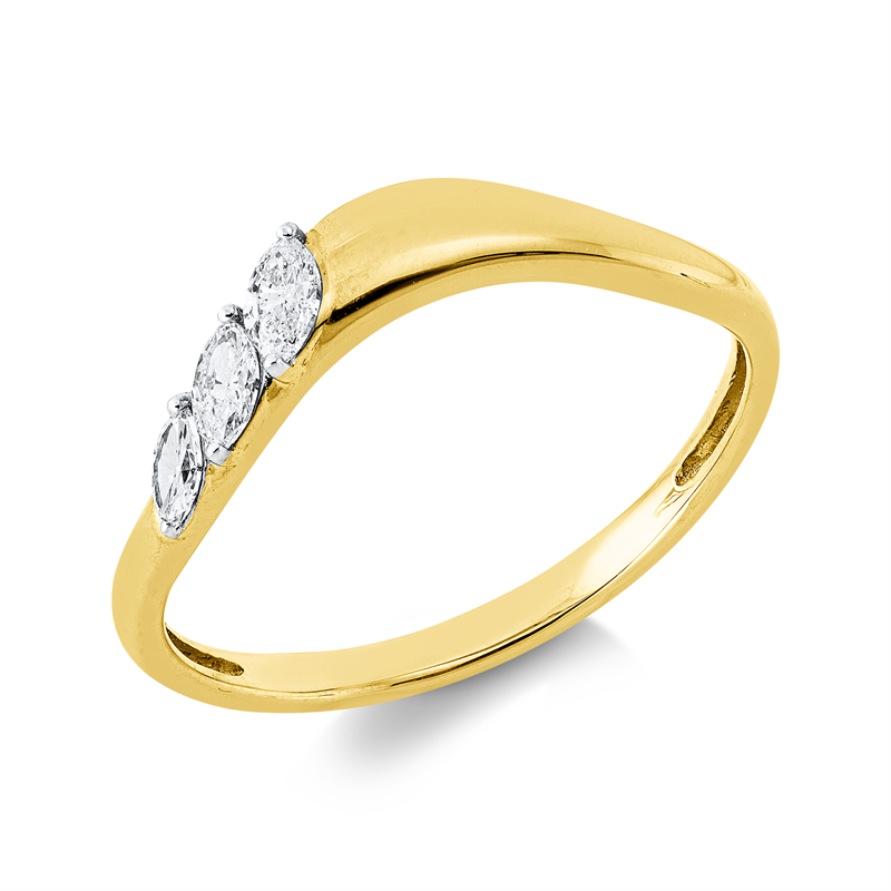 Ring    aus 750/-18 Karat Gelbgold / Weißgold mit 3 Diamanten 0