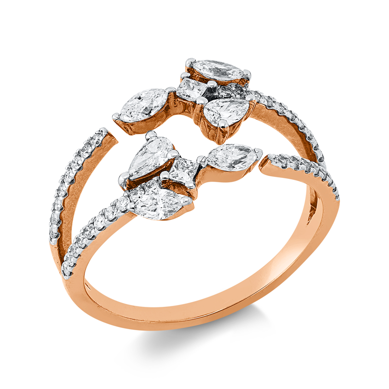 Ring    aus 750/-18 Karat Rotgold / Weißgold mit 44 Diamanten 0
