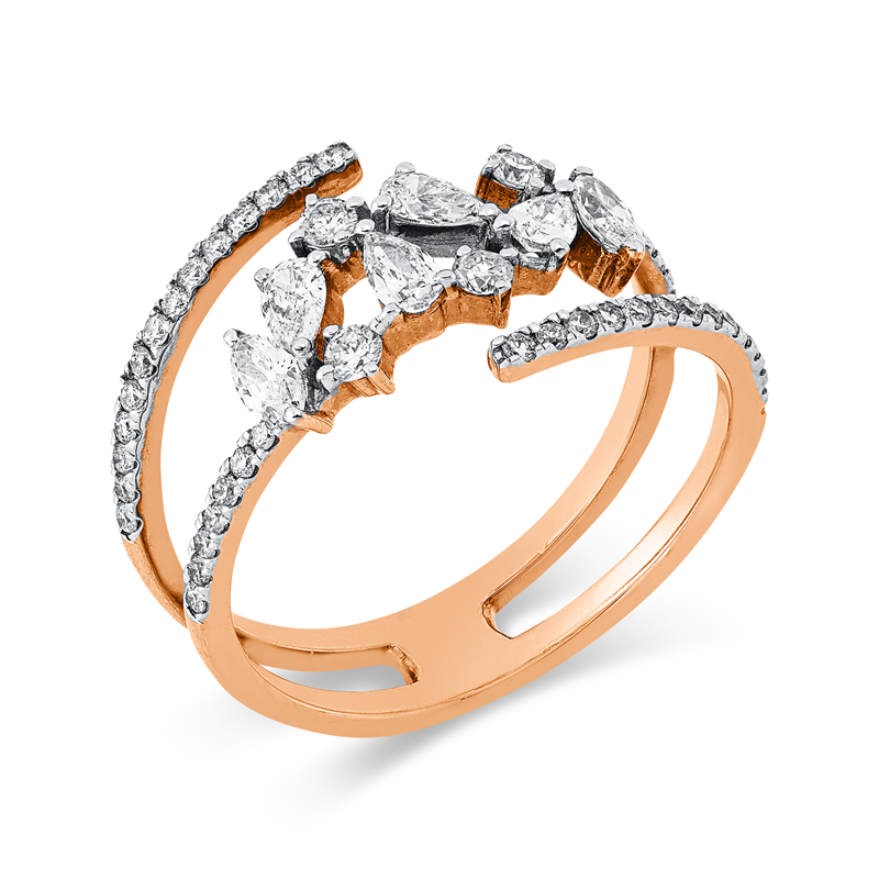 Ring    aus 750/-18 Karat Rotgold / Weißgold mit 53 Diamanten 0