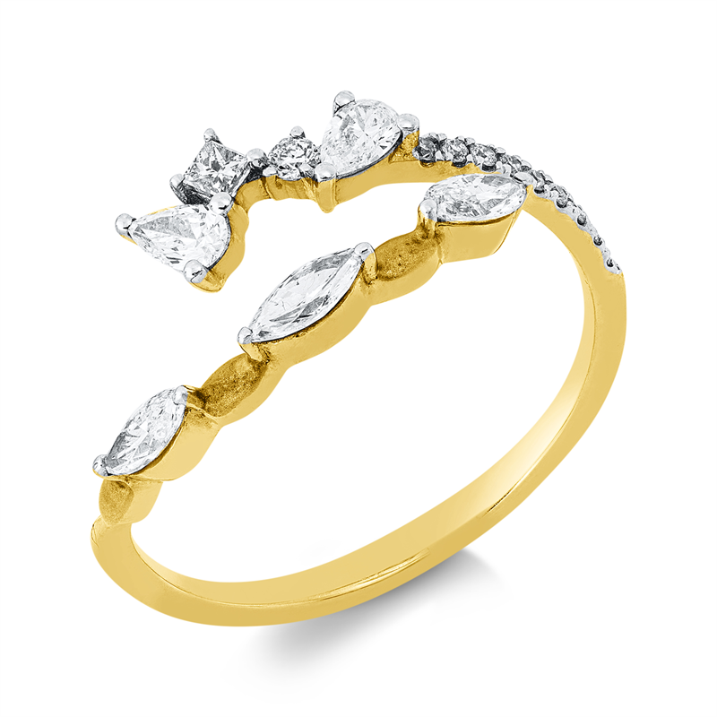 Ring    aus 750/-18 Karat Gelbgold / Weißgold mit 16 Diamanten 0