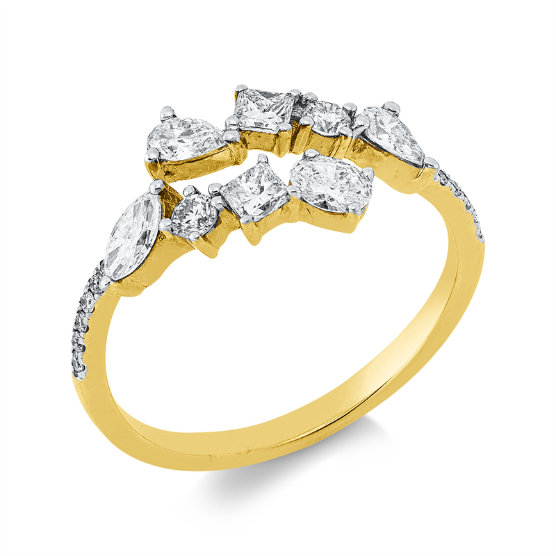 Ring    aus 750/-18 Karat Gelbgold / Weißgold mit 18 Diamanten 0