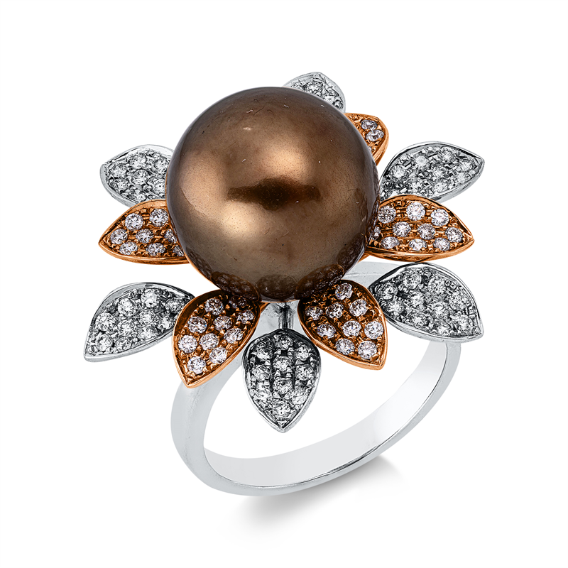 Ring   mit Tahiti aus 750/-18 Karat Weißgold / Rotgold mit 120 Diamanten 0