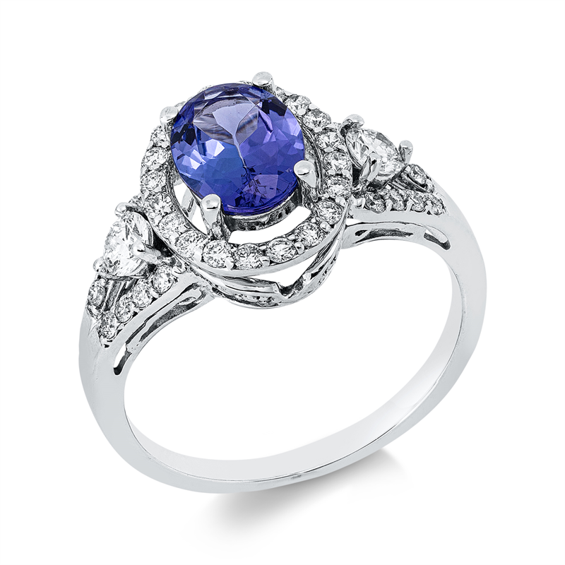 Ring mit Tansanit  aus 750/-18 Karat Weißgold mit 38 Diamanten 0