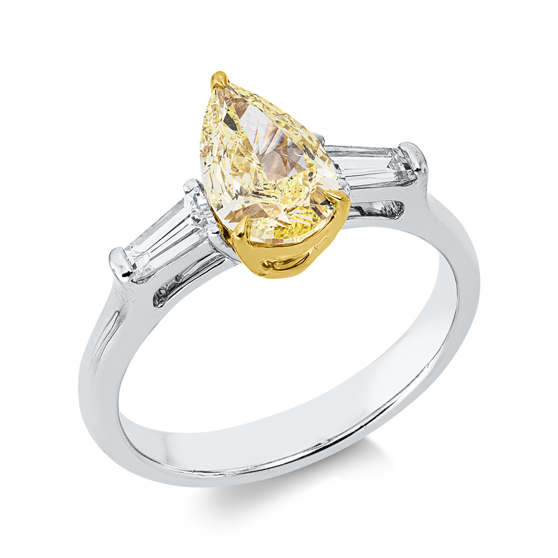 Ring    aus 750/-18 Karat Weißgold / Gelbgold mit 3 Diamanten 1