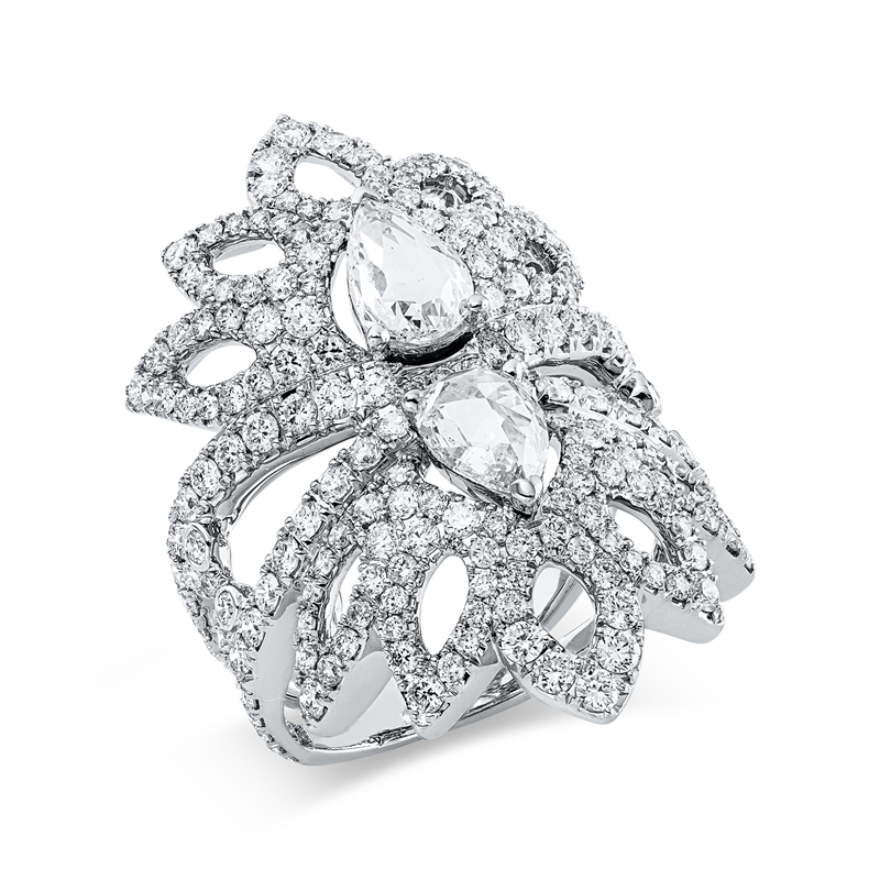 Ring    aus 750/-18 Karat Weißgold mit 203 Diamanten 3