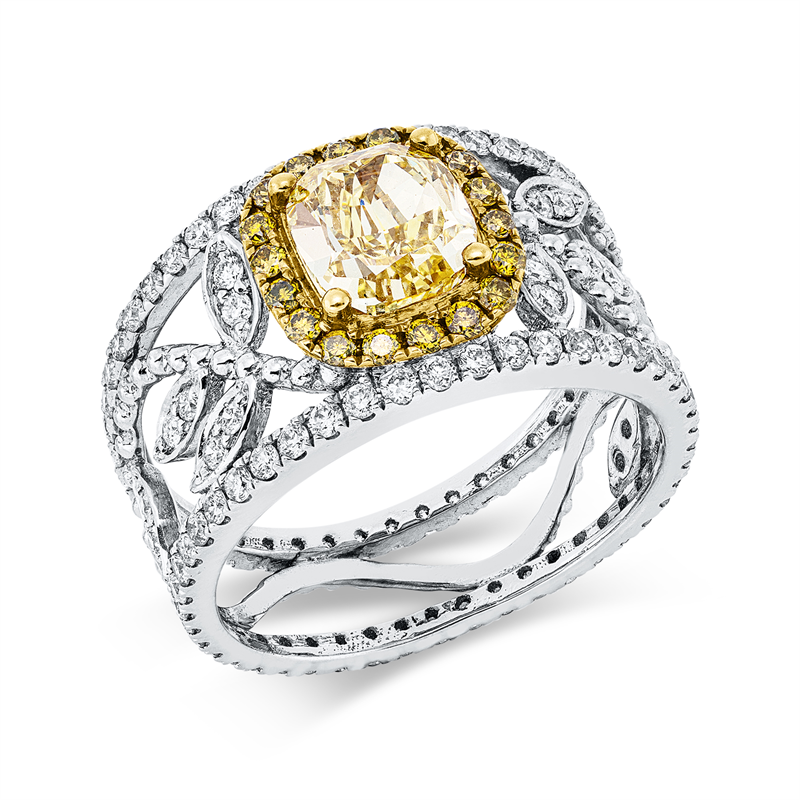 Ring    aus 750/-18 Karat Weißgold / Gelbgold mit 131 Diamanten 2