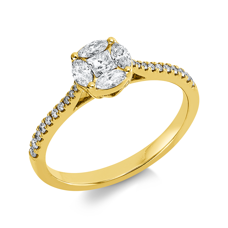 Ring    aus 750/-18 Karat Gelbgold mit 25 Diamanten 0
