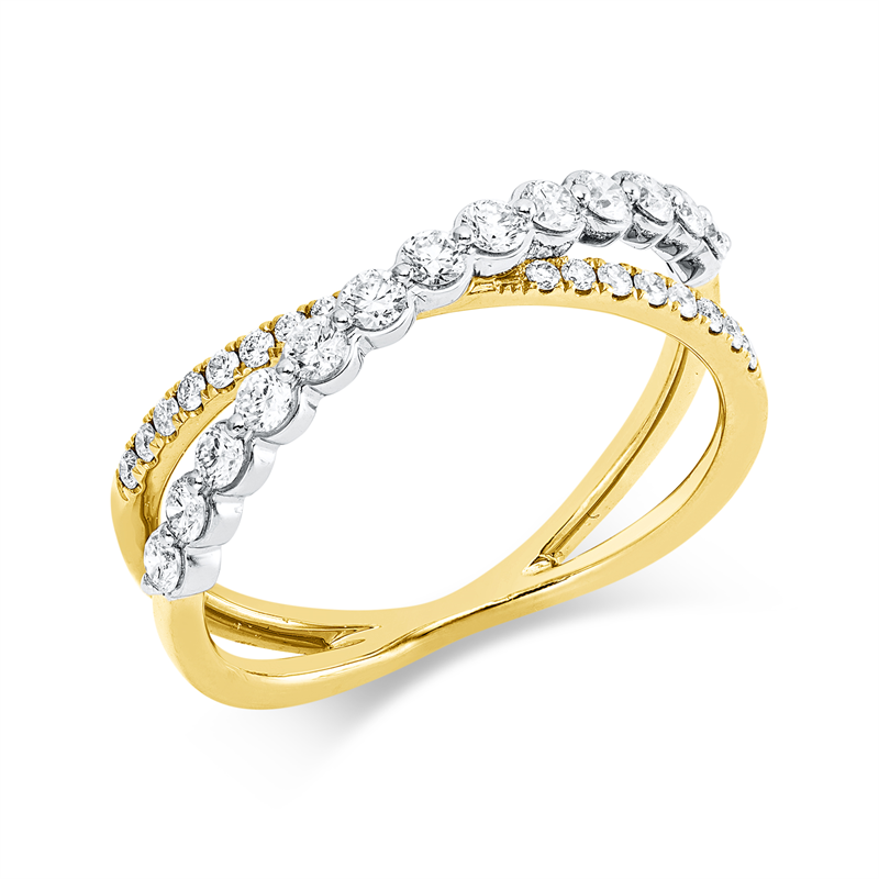 Ring    aus 750/-18 Karat Gelbgold / Weißgold mit 29 Diamanten 0