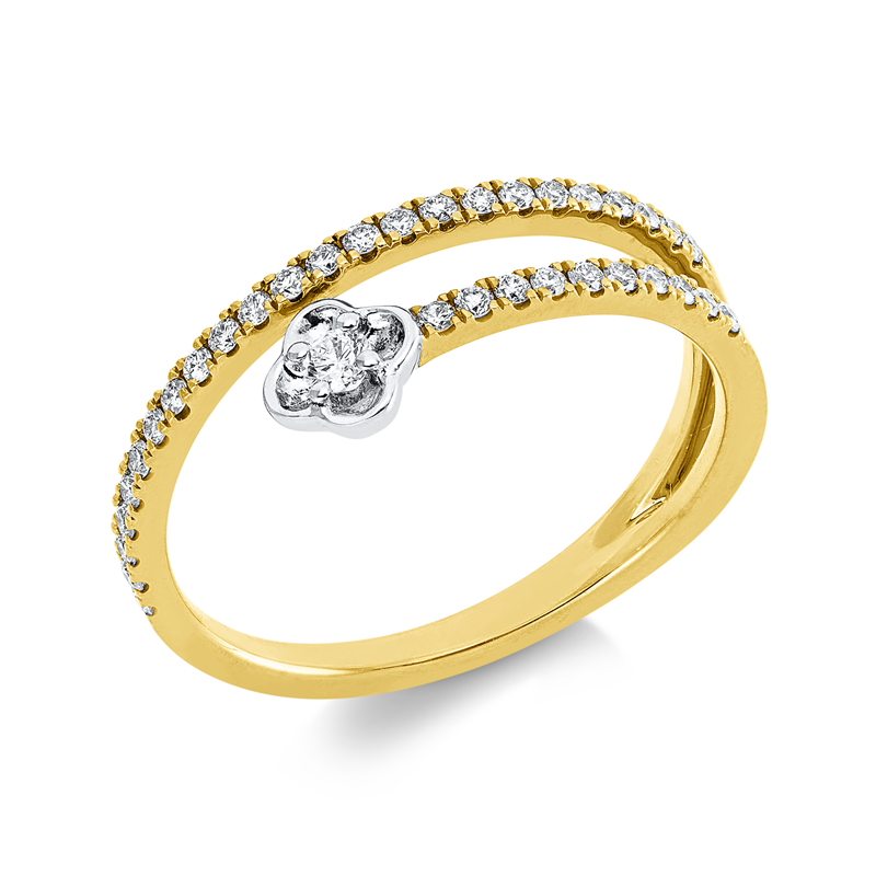 Ring    aus 750/-18 Karat Gelbgold / Weißgold mit 35 Diamanten 0