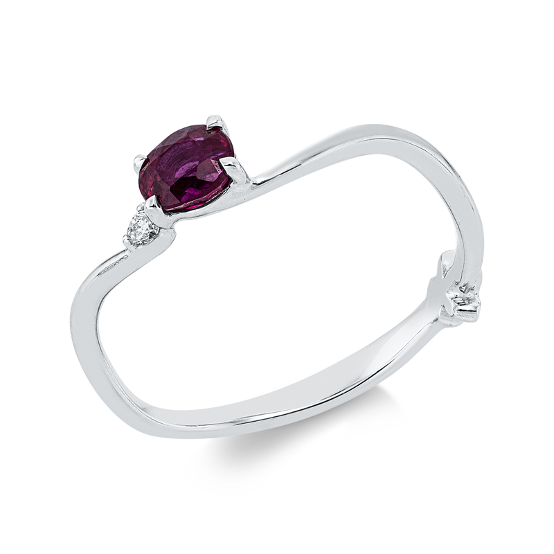 Ring mit Rubin  aus 750/-18 Karat Weißgold mit 2 Diamanten 0