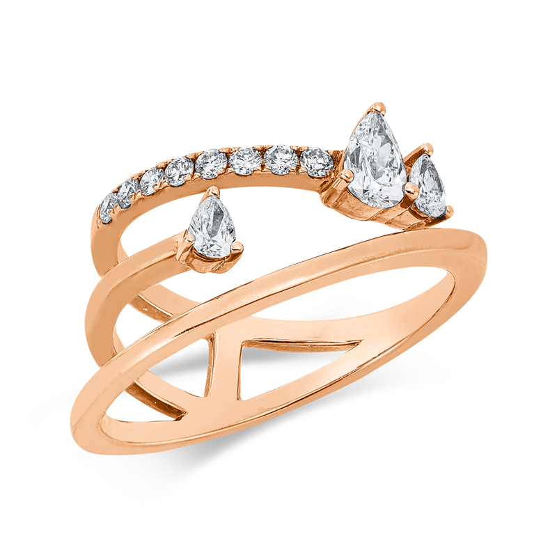 Ring    aus 750/-18 Karat Rotgold mit 11 Diamanten 0