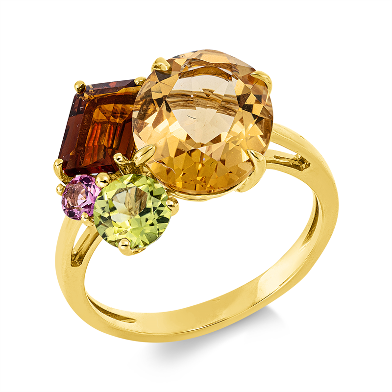 Ring mit Citrin  aus 750/-18 Karat Gelbgold  