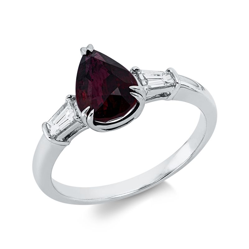 Ring mit Rubin  aus 750/-18 Karat Weißgold mit 2 Diamanten 0