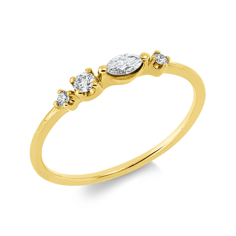 Ring    aus 750/-18 Karat Gelbgold mit 4 Diamanten 0