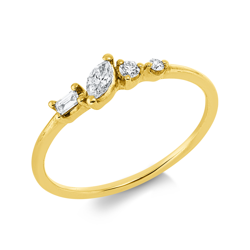 Ring    aus 750/-18 Karat Gelbgold mit 4 Diamanten 0