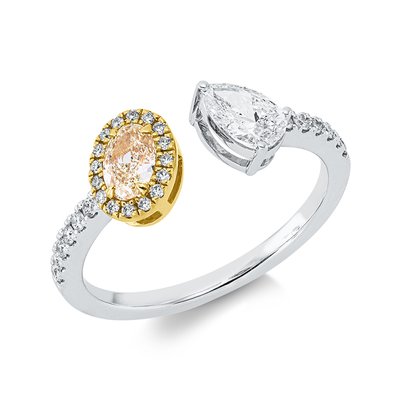 Ring    aus 750/-18 Karat Weißgold / Gelbgold mit 30 Diamanten 0