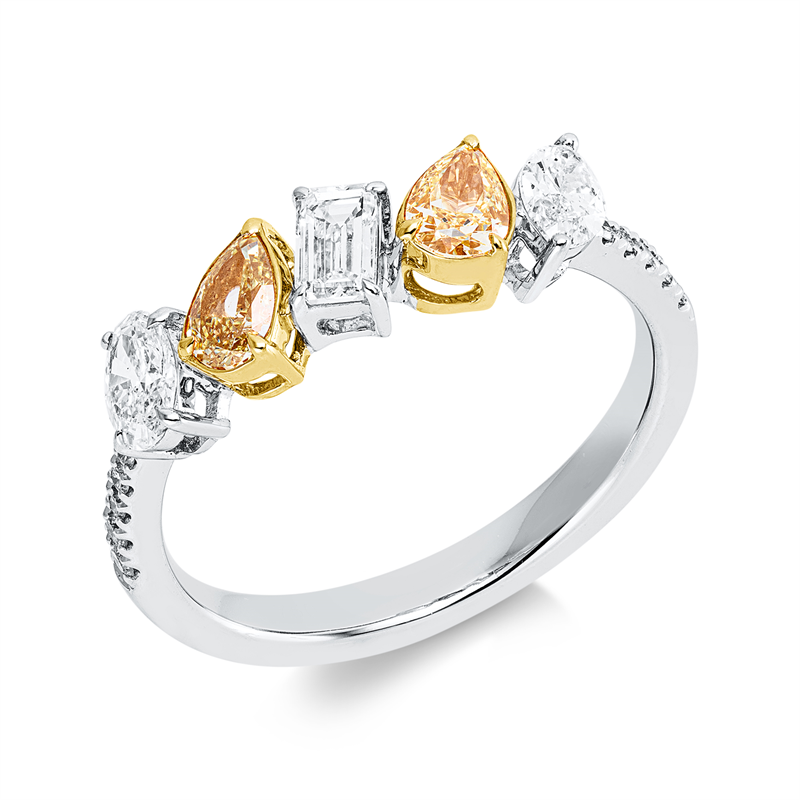 Ring    aus 750/-18 Karat Weißgold / Gelbgold mit 15 Diamanten 1
