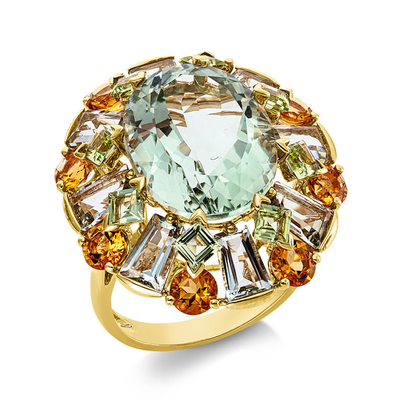 Ring mit Amethyst  aus 750/-18 Karat Gelbgold  