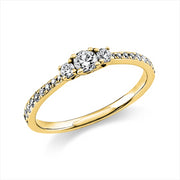 Ring - Solitaire mit Seitenbesatz aus Gold mit Diamanten - 1K433