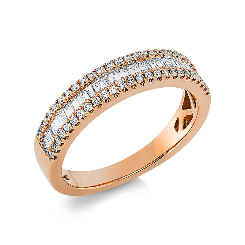 Ring - Mehrfachsteinbesatz aus Gold mit Diamanten, Fassung rhodiniert - 1K886