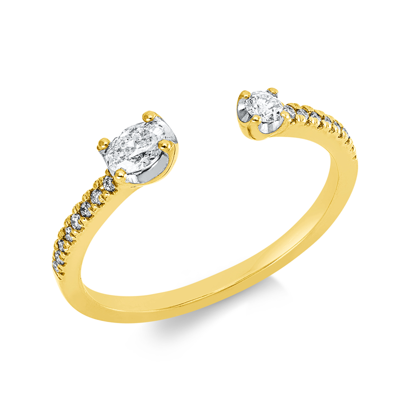Ring    aus 750/-18 Karat Gelbgold / Weißgold mit 18 Diamanten 0