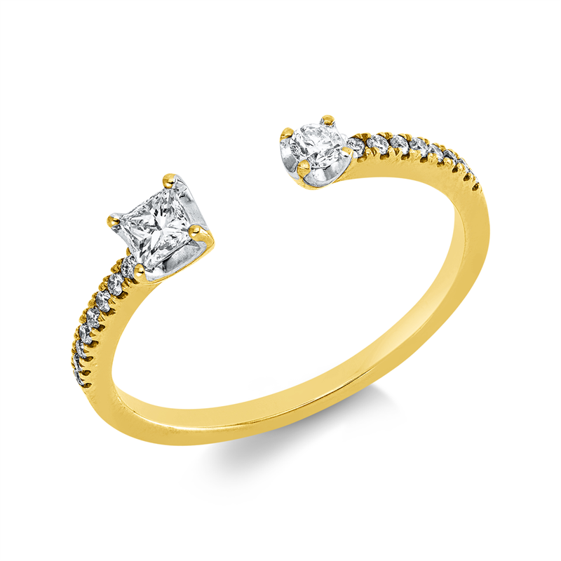 Ring    aus 750/-18 Karat Gelbgold / Weißgold mit 18 Diamanten 0