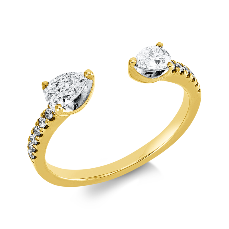 Ring    aus 750/-18 Karat Gelbgold / Weißgold mit 14 Diamanten 0