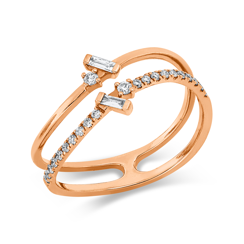 Ring    aus 750/-18 Karat Rotgold mit 24 Diamanten 0