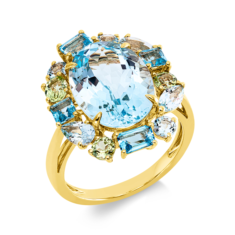 Ring mit Peridot  aus 750/-18 Karat Gelbgold  
