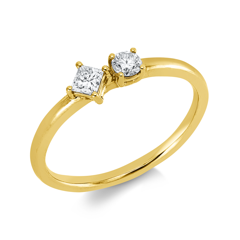 Ring    aus 750/-18 Karat Gelbgold mit 2 Diamanten 0
