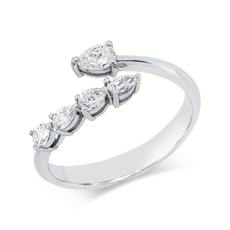 Ring    aus 750/-18 Karat Weißgold mit 5 Diamanten 0