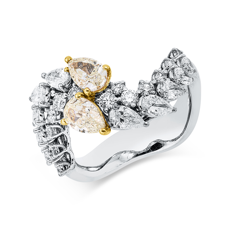 Ring    aus 750/-18 Karat Weißgold / Gelbgold mit 26 Diamanten 2