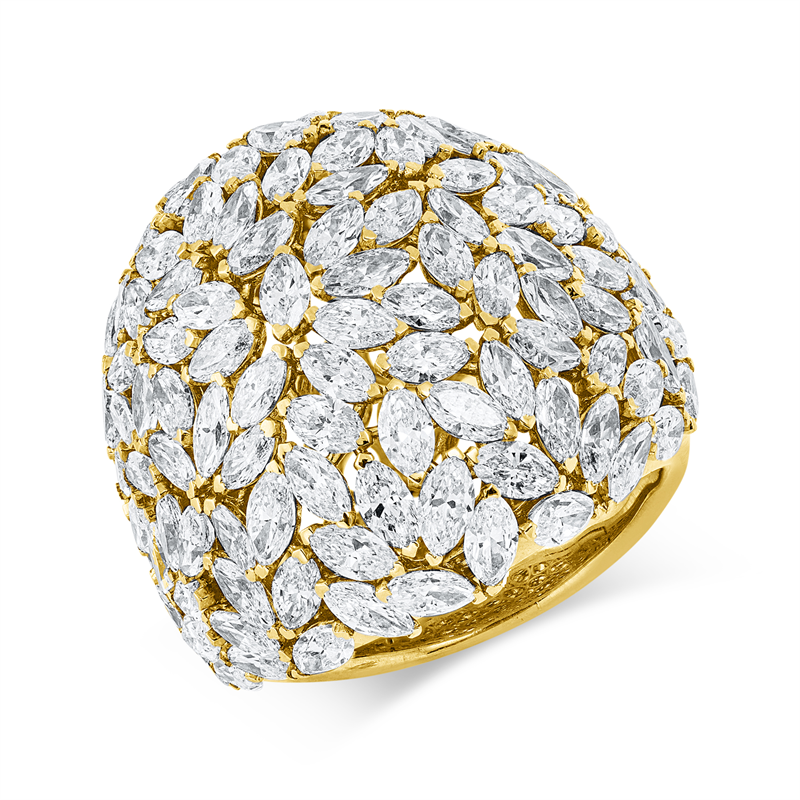 Ring    aus 750/-18 Karat Gelbgold mit 100 Diamanten 9