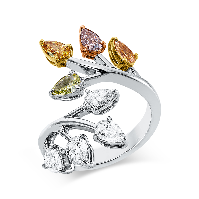 Ring    aus 750/-18 Karat Weißgold / Gelbgold / Rotgold mit 8 Diamanten 1