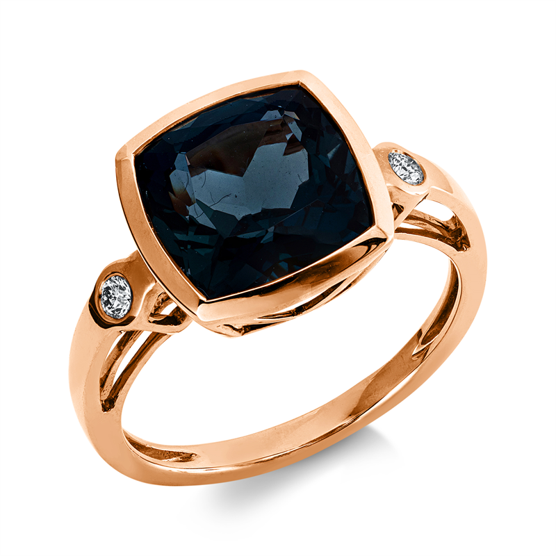 Ring mit Topas  aus 750/-18 Karat Rotgold mit 2 Diamanten 0