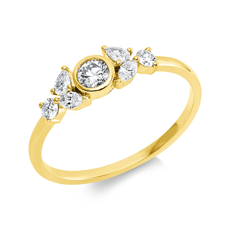 Ring    aus 750/-18 Karat Gelbgold mit 7 Diamanten 0