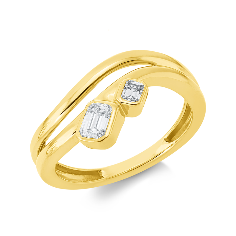 Ring    aus 750/-18 Karat Gelbgold mit 2 Diamanten 0