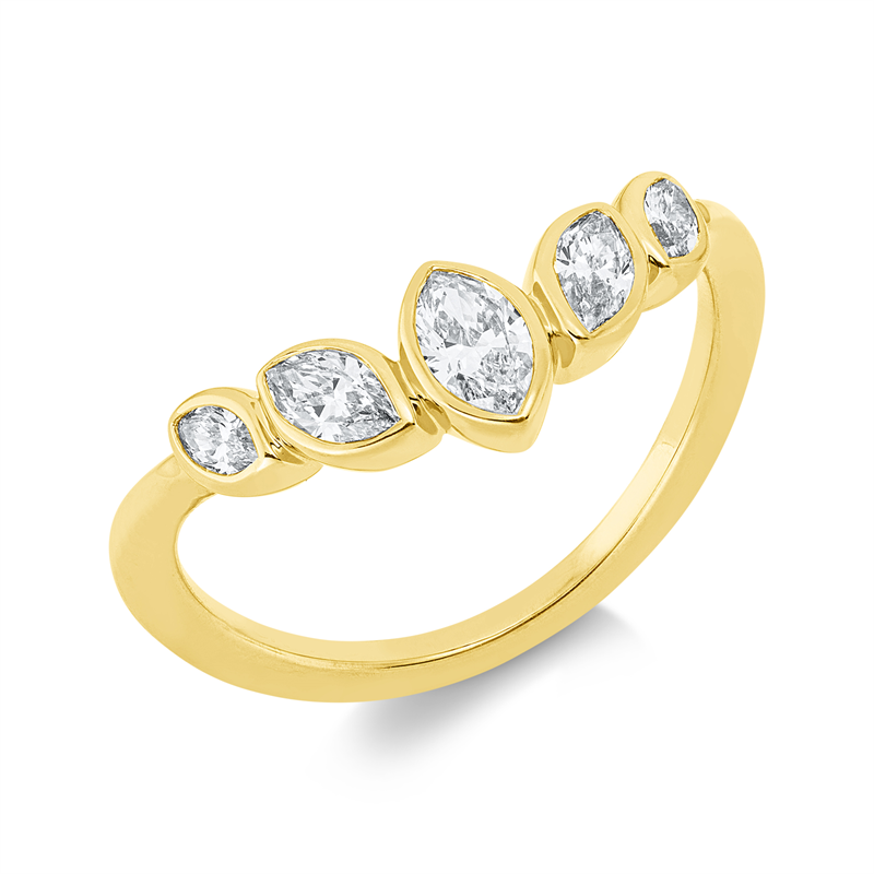 Ring    aus 750/-18 Karat Gelbgold mit 5 Diamanten 0