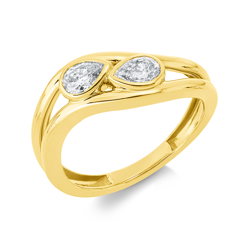 Ring    aus 750/-18 Karat Gelbgold mit 2 Diamanten 0
