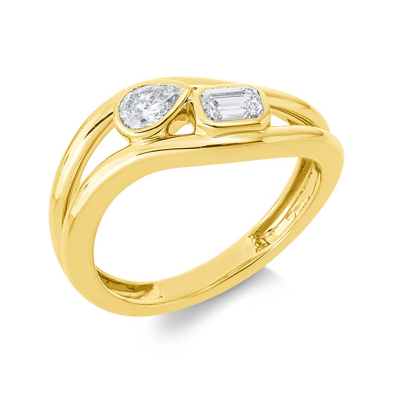 Ring    aus 750/-18 Karat Gelbgold mit 2 Diamanten 0