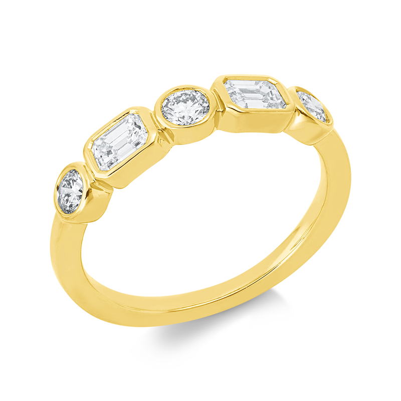Ring    aus 750/-18 Karat Gelbgold mit 5 Diamanten 0